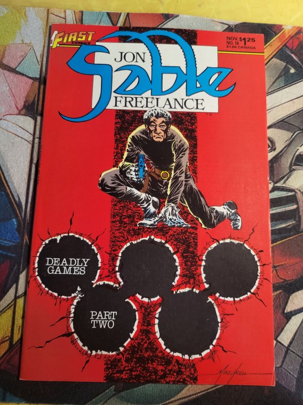 Jon Sable, Freelance #18 (1984), raw, ungraded comic book — front cover
