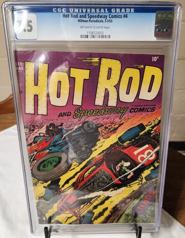 Hot Rod and Speedway #4 (1953), CGC graded comic book, Universal Blue label — front cover in its holder