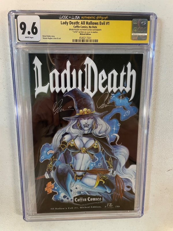 Lady Death All Hallows Evil #1, CGC 9.6 graded comic book — front cover in its holder