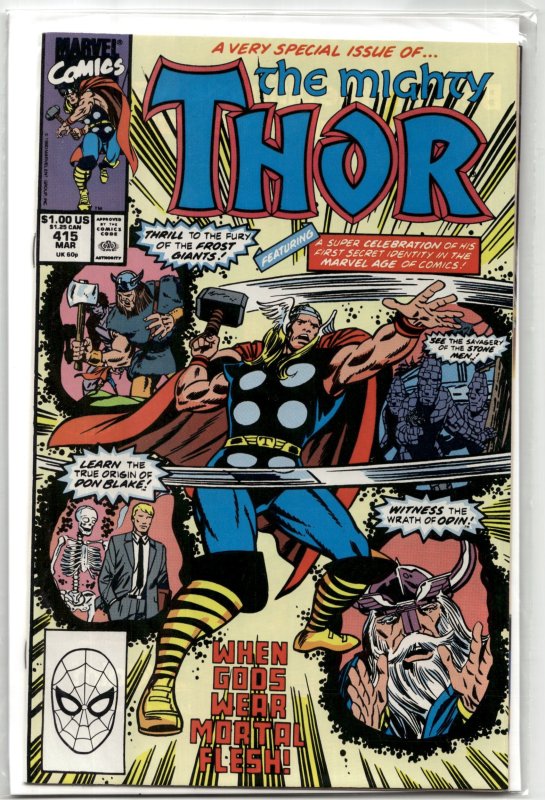 The Mighty Thor #415 (Marvel Comics, 1990), raw, ungraded comic book — front cover