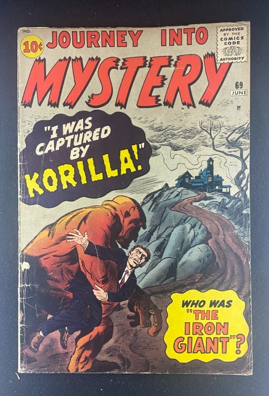 Journey into Mystery #69 (Marvel Comics, 1952), raw comic book in VG+ 4.5 condition — front cover