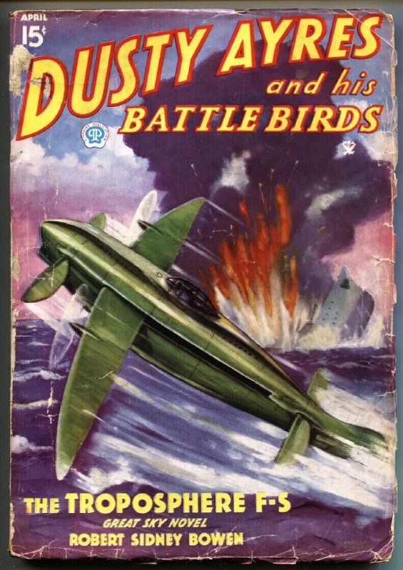 Dusty Ayres and His Battle Birds 4/1935-Popular-Blakeslee-Aviation Pulp mag (Popular Publications, 1935), raw, ungraded comic book — front cover