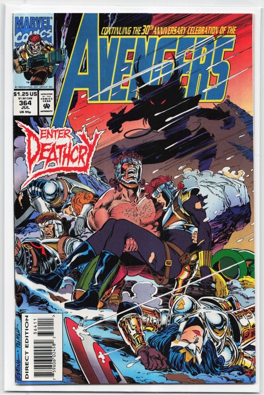 The Avengers #364 (Marvel Comics, 1993), raw, ungraded comic book — front cover