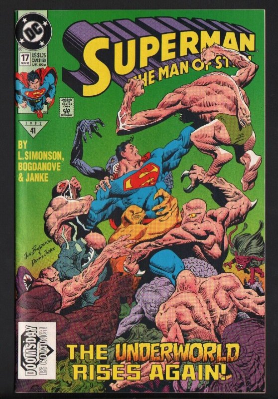 Superman: The Man of Steel #17 (DC Comics, 1992), raw comic book in NM- condition — front cover