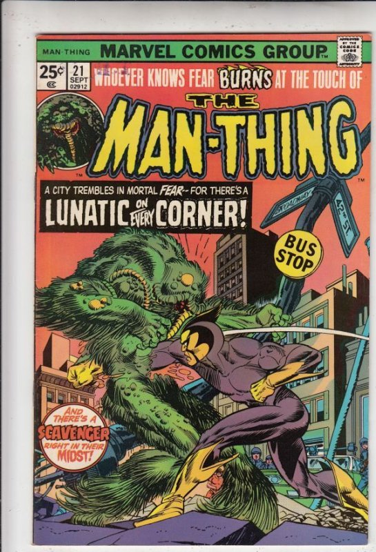 Man-Thing #21, raw comic book in NM- condition — front cover