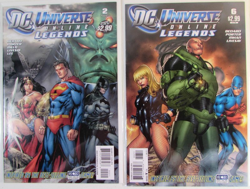 2011 DC Universe Online Legends Lot of 2 #2, 6 DC Comics 1st Print Comic Books (DC Comics, 2011), raw, ungraded comic book — front cover