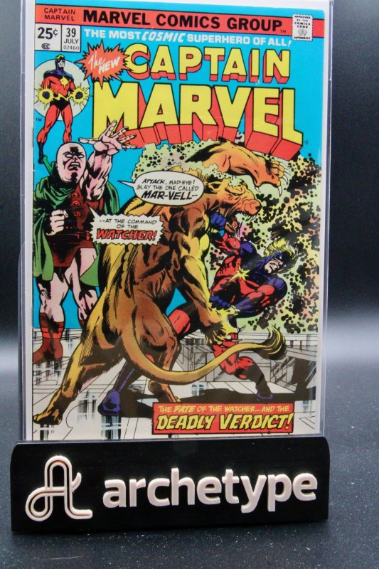 Captain Marvel #39 (Marvel Comics, 1975), raw, ungraded comic book — front cover