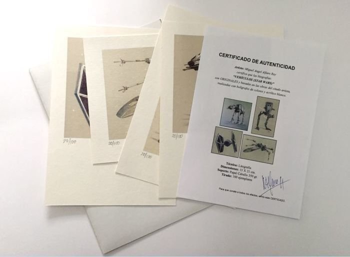 Vehicles. Set of 4 (15X21 cm) Lithograph. Signed by Artist: Miguel Alfaro, raw, ungraded comic book — front cover