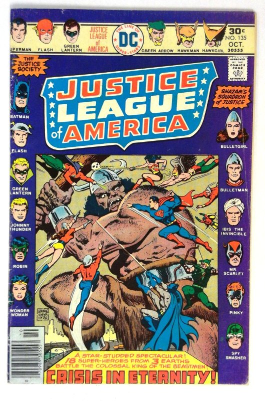 Justice League of America #135 (DC Comics, 1976), raw comic book in VG condition — front cover