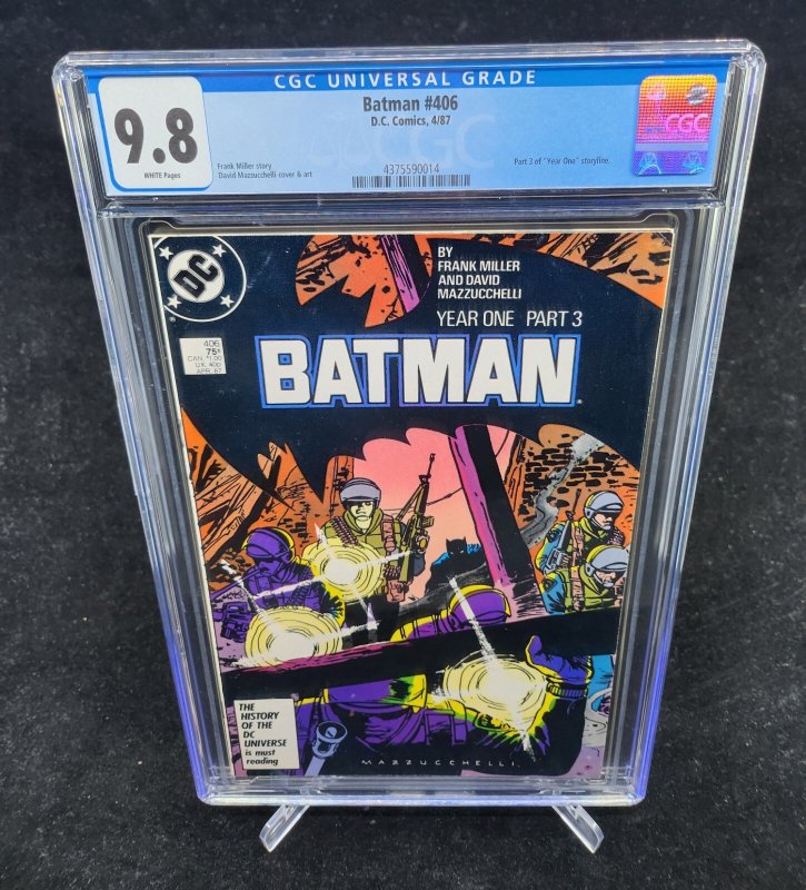 Batman #406 (DC Comics, 1987), CGC 9.8 graded comic book, Universal Blue label — front cover in its holder
