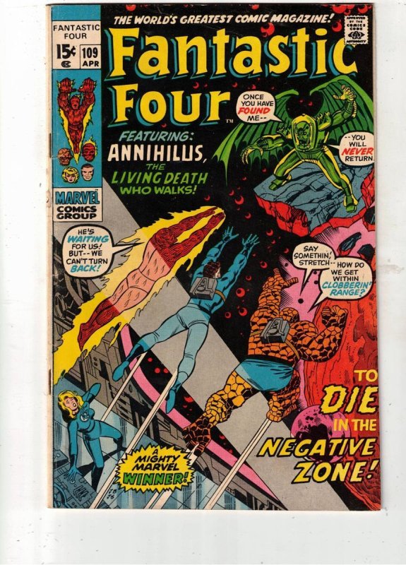 Fantastic Four #109 (Marvel Comics, 1971), raw comic book in VF condition — front cover