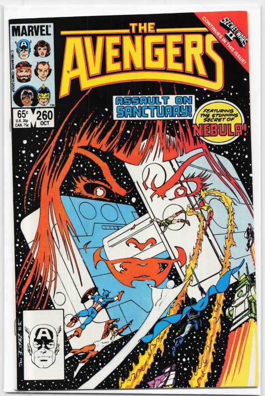 The Avengers #260 (Marvel Comics, 1985), raw, ungraded comic book — front cover