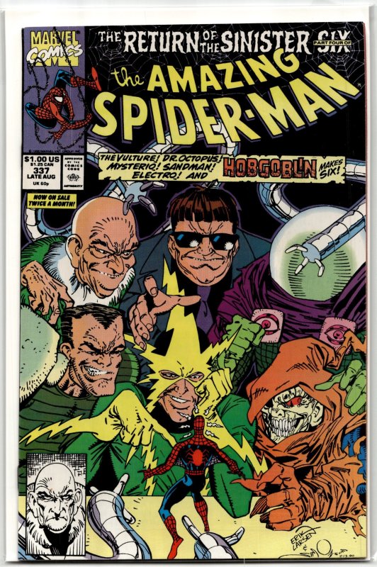 The Amazing Spider-Man #337 (Marvel Comics, 1990), raw, ungraded comic book — front cover