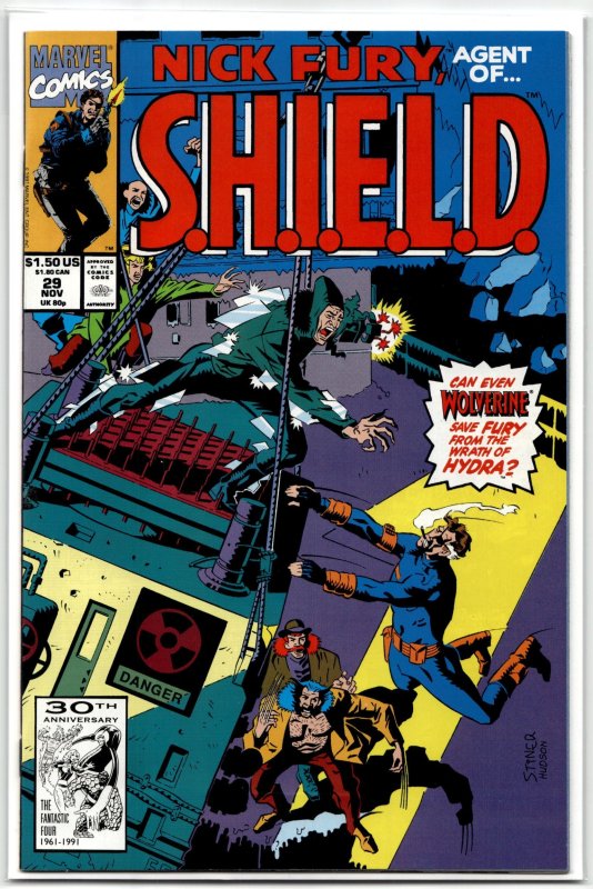 Nick Fury, Agent of SHIELD #29 (Marvel Comics, 1991), raw, ungraded comic book — front cover