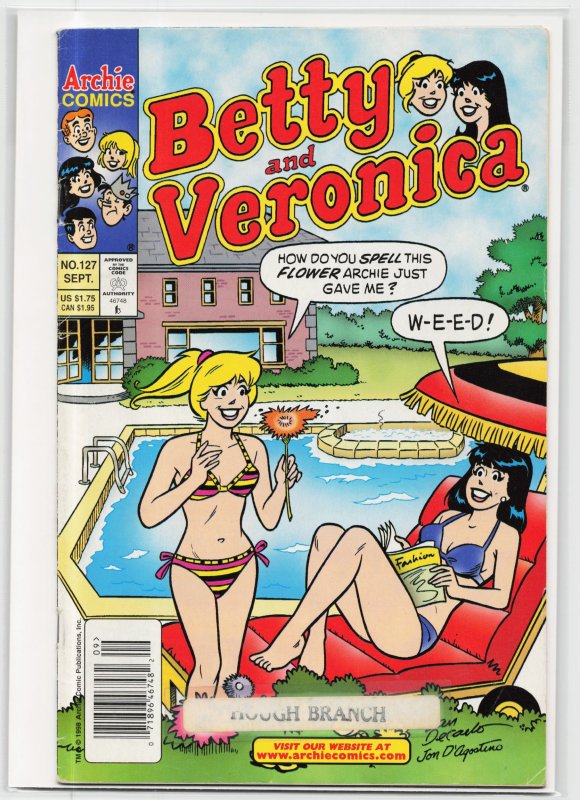 Betty and Veronica #127 (Archie Comics, 1998), raw, ungraded comic book — front cover