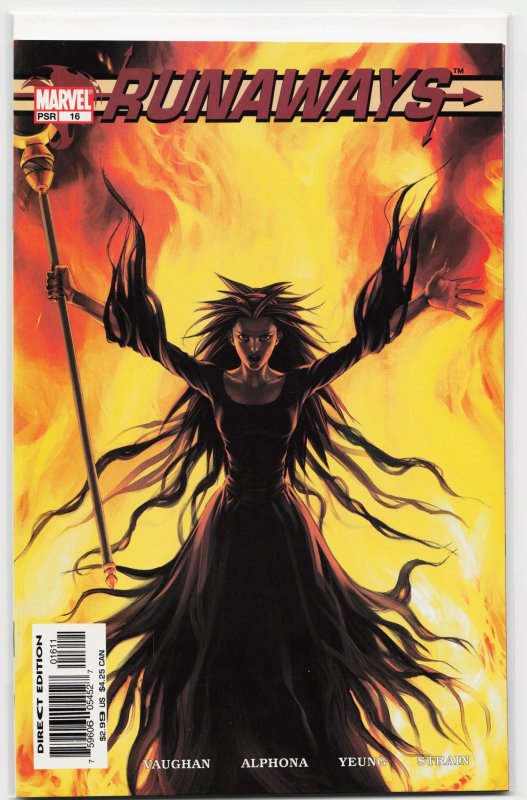 Runaways #16 (Marvel Comics, 2004), raw, ungraded comic book — front cover