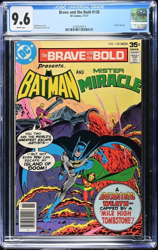 Brave and the Bold #138 (DC Comics, 1977), CGC 9.6 graded comic book, Universal Blue label — front cover in its holder