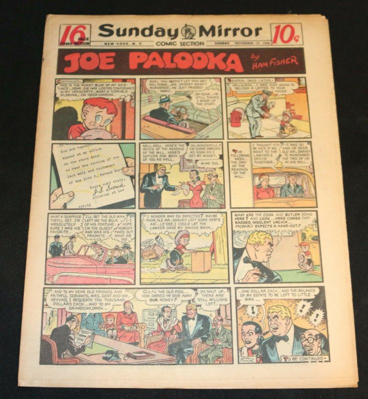 1950 Sunday Mirror Weekly Comic Section November 19th (FN) Superman Robot (1950), raw comic book in FN condition — front cover