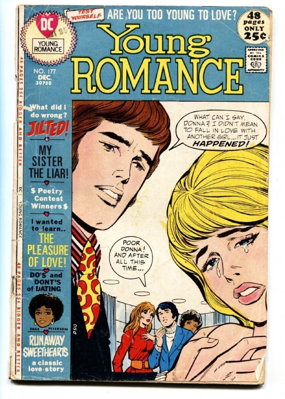 Young Romance #177 (DC Comics, 1971), raw, ungraded comic book — front cover
