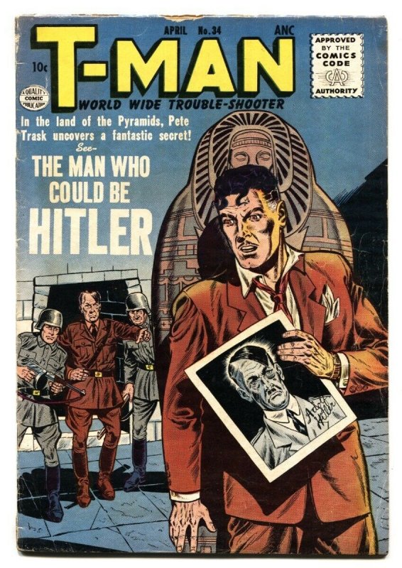 T-Man #34 (1956), raw, ungraded comic book — front cover