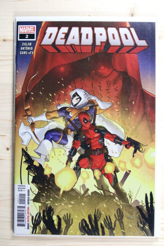 Deadpool #2 (Marvel Comics, 2024), raw comic book in NM+ 9.6 condition — front cover
