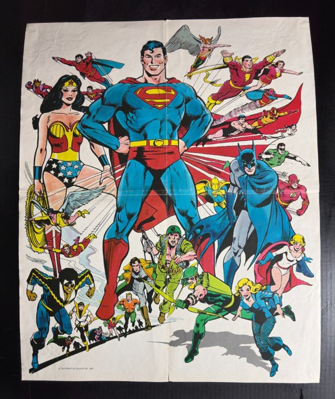 1980 Superman JLA 17.5x22" Poster VG 4.0 Neal Adams? Batman Wonder Woman DC (DC Comics, 1980), raw comic book in VG 4.0 condition — front cover