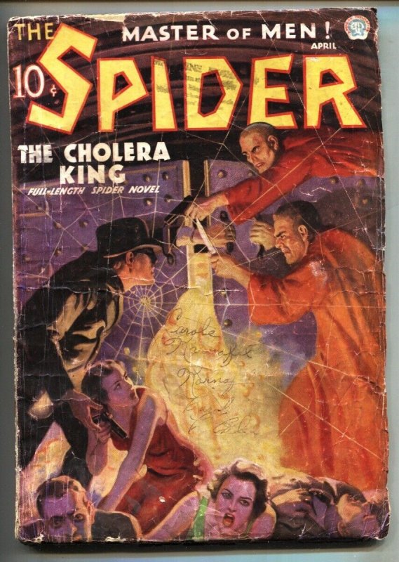 Pulp: Spider Pulp // April 1936 // Cholera King // Cool Cover (1936), raw, ungraded comic book — front cover
