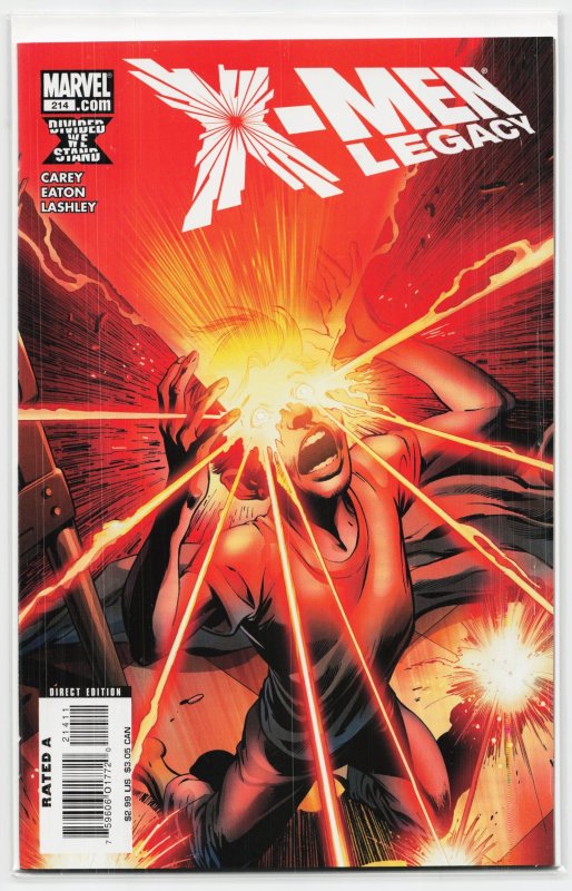 X-Men: Legacy #214 (Marvel Comics, 2008), raw, ungraded comic book — front cover