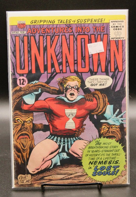 Adventures into the Unknown #162 (DC Comics, 1966), raw, ungraded comic book — front cover