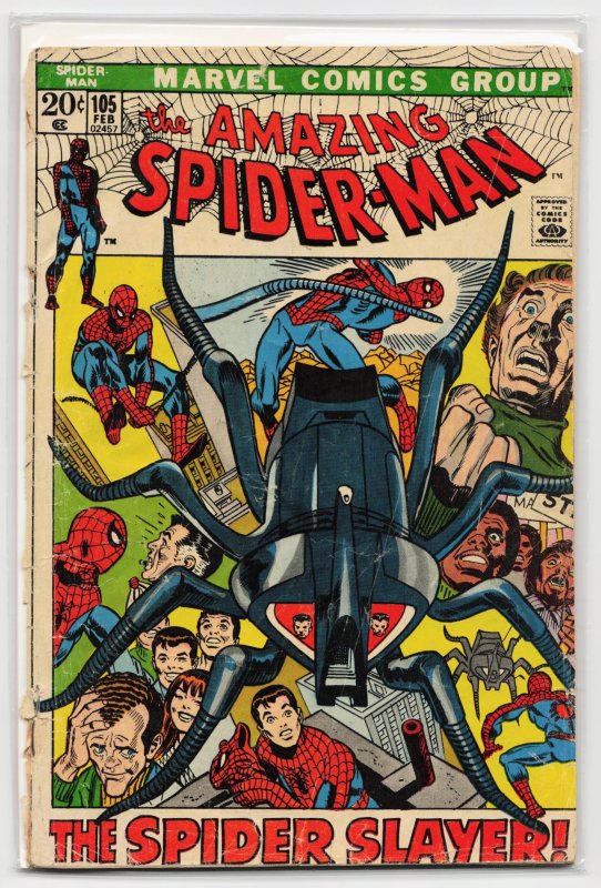 The Amazing Spider-Man #105 (Marvel Comics, 1972), raw, ungraded comic book — front cover