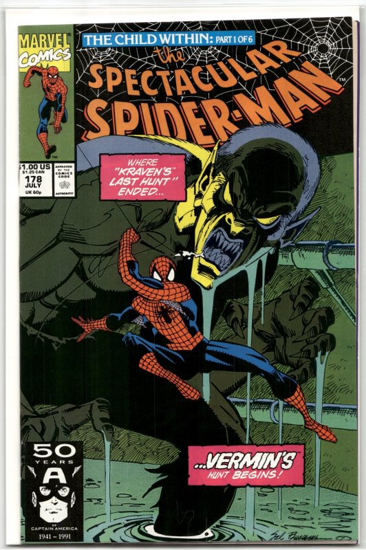 The Spectacular Spider-Man #178 (Marvel Comics, 1991), raw, ungraded comic book — front cover