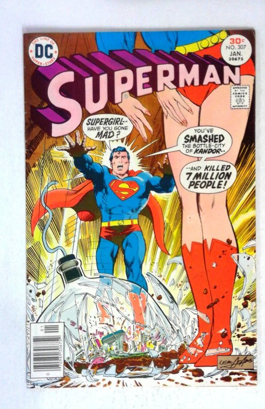Superman #307 (DC Comics, 1977), raw comic book in FN condition — front cover