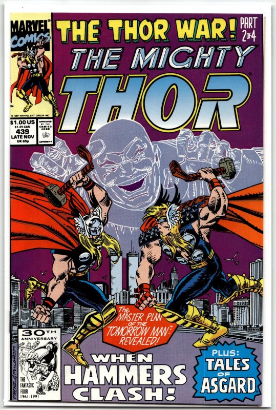 The Mighty Thor #439 (Marvel Comics, 1991), raw, ungraded comic book — front cover