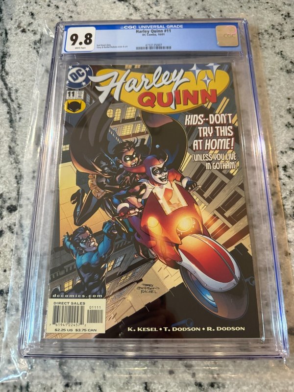 Harley Quinn #11 (DC Comics, 2001), CGC 9.8 graded comic book, Universal Blue label — front cover in its holder