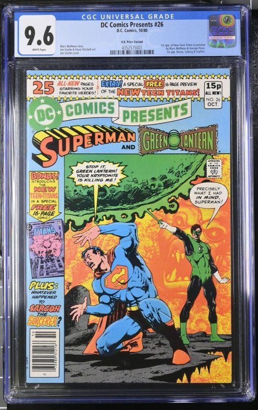 Presents #26 (DC Comics, 1980), CGC 9.6 graded comic book, Universal Blue label — front cover in its holder