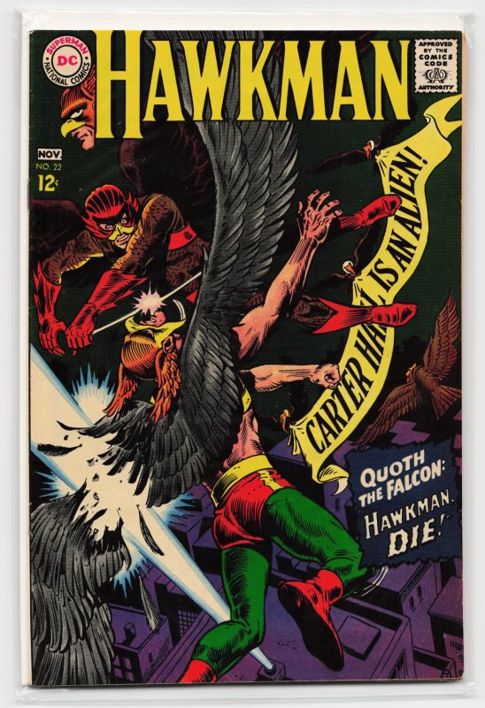 Hawkman #22 (DC Comics, 1967), raw, ungraded comic book — front cover