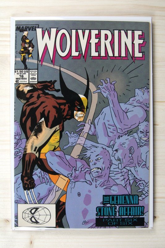Wolverine #16 (Marvel Comics, 1989), raw comic book in VF+ 8.5 condition — front cover