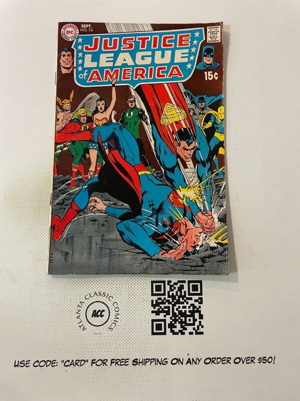 Justice League of America #74 (DC Comics), raw comic book in VF- condition — front cover