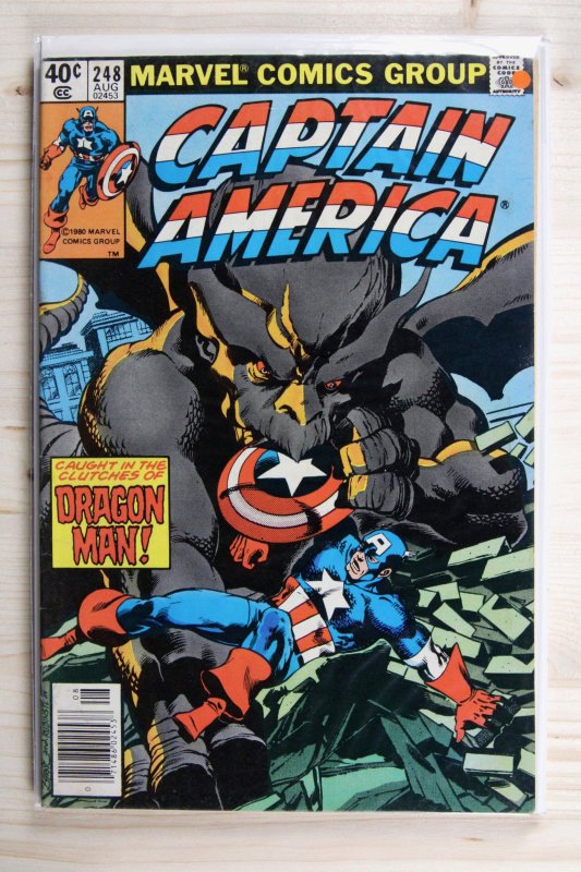 Captain America #248 (Marvel Comics, 1980), raw comic book in FN/VF 7.0 condition — front cover