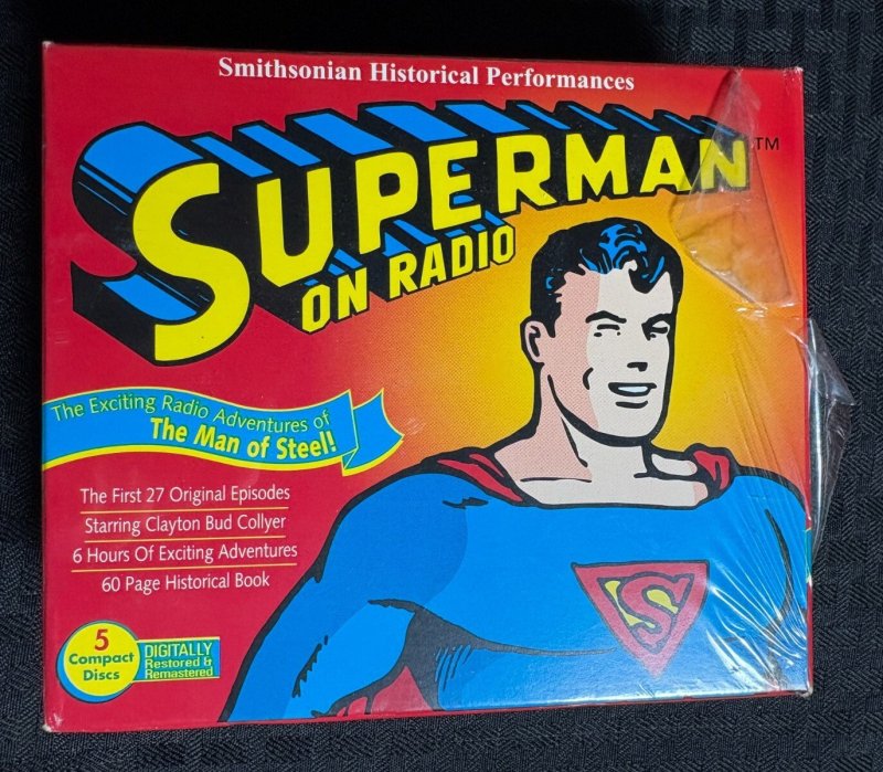 1997 Superman ON Radio 5 CD SET with Booklet Sealed Smithsonian / DC Comics (DC Comics, 1997), raw, ungraded comic book — front cover