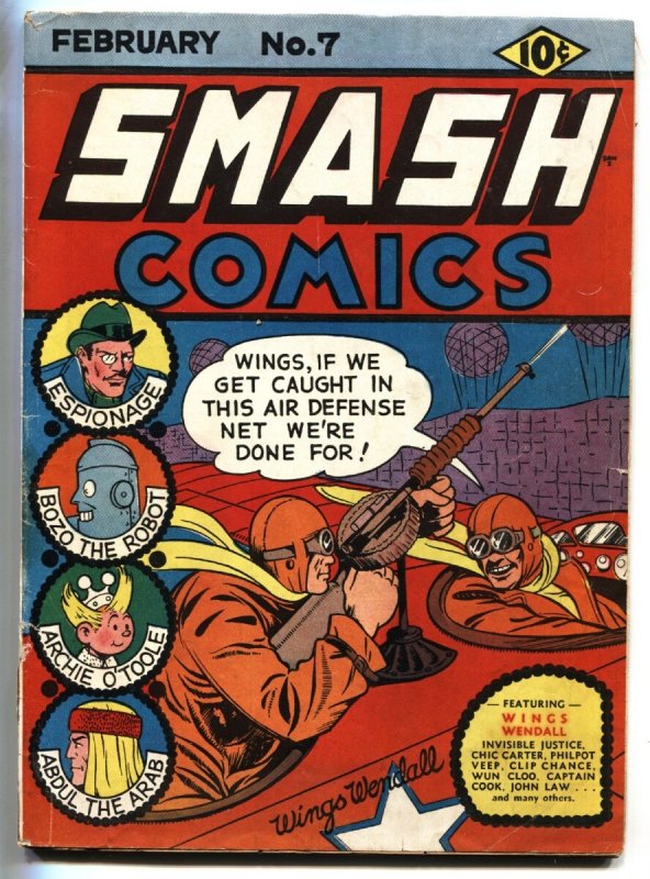 Smash Comics #7 (1940), raw, ungraded comic book — front cover