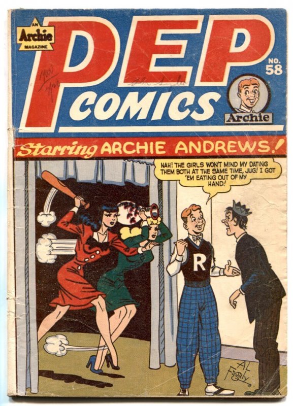 Pep #58 (Archie Comics, 1946), raw comic book in VG condition — front cover