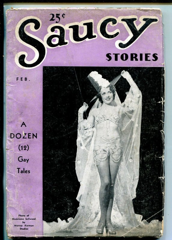 Saucy Stories 02/1938-Photo Cover-Spicy-Pulp ART-vg, raw, ungraded comic book — front cover