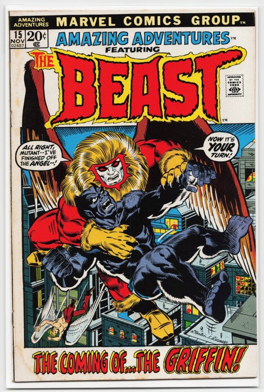 Amazing Adventures #15 (Marvel Comics, 1972), raw, ungraded comic book — front cover