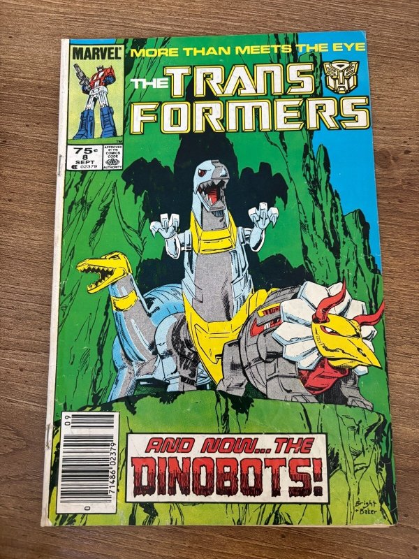 Transformers #8 (Marvel Comics), raw comic book in VG condition — front cover