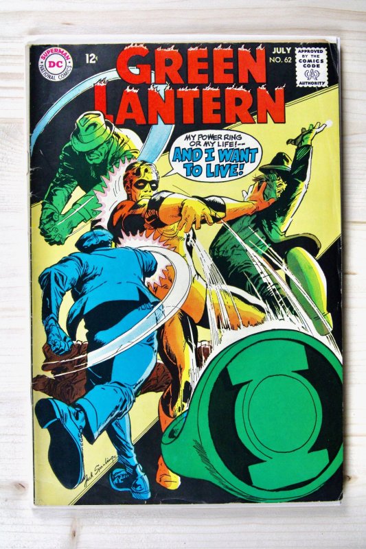 Green Lantern #62 (DC Comics, 1968), raw comic book in FN 6.0 condition — front cover