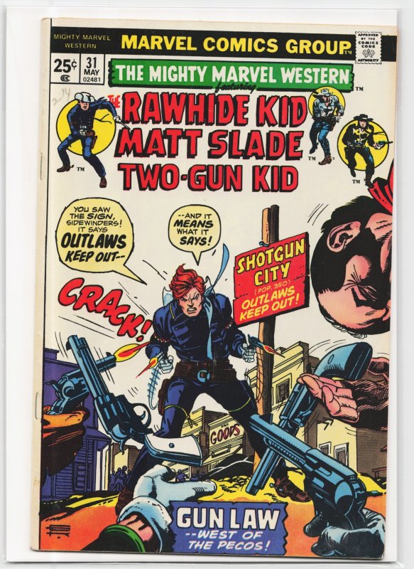 The Mighty Marvel Western #31 (Marvel Comics, 1974), raw, ungraded comic book — front cover