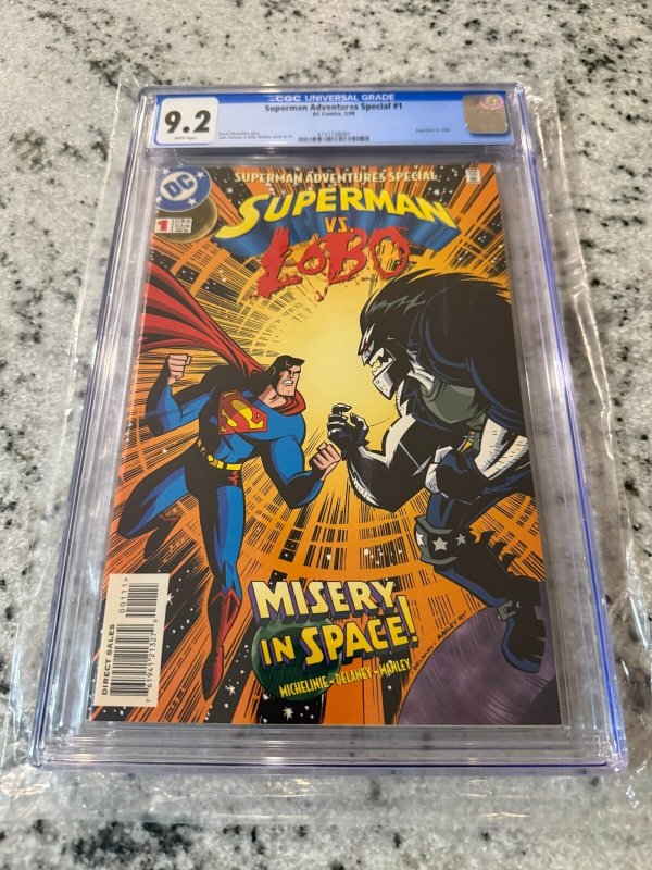 Superman Adventures Special #1 (DC Comics, 1998), CGC 9.2 graded comic book, Universal Blue label — front cover in its holder
