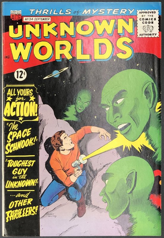 Unknown Worlds #34 (1964), raw, ungraded comic book — front cover