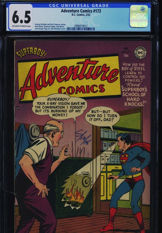 Adventure Comics #173 (DC Comics), CGC 6.5 graded comic book, Universal Blue label — front cover in its holder